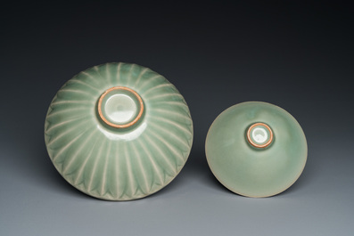 Two Chinese Longquan celadon bowls, Song or later