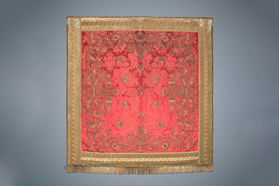 Three gold- and silver-thread embroidered silk and velvet panels, Western Europe, 18/19th C.