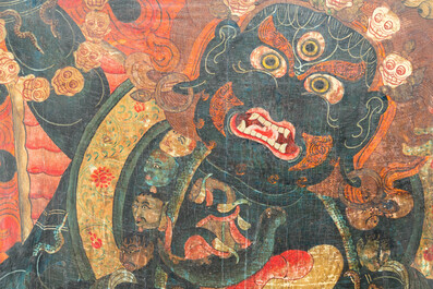 Thangka figurant Mahakala, Sino-Tibet, probablement 19&egrave;me