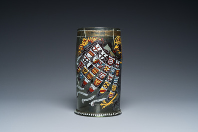 A German enamelled glass 'Reichsadler' humpen, probably Bohemia, dated 1636