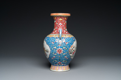 A Chinese famille rose 'playing boys' vase, Qianlong mark, Republic