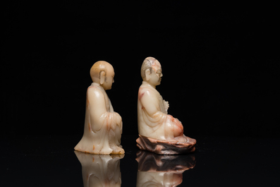 Two Chinese soapstone sculptures of Luohan, Qing