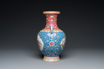 A Chinese famille rose 'playing boys' vase, Qianlong mark, Republic