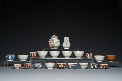 A collection of Chinese blue and white, famille rose, verte and Imari-style tea wares, Kangxi/Qianlong