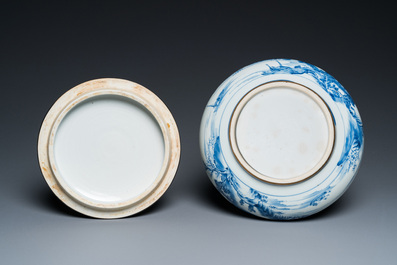 Bol couvert en porcelaine de Chine 'Bleu de Hue' pour le Vietnam &agrave; monture en argent, 19&egrave;me