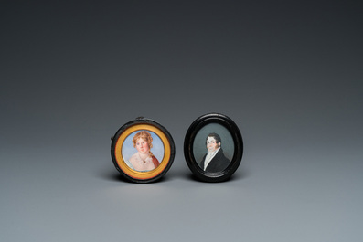 Six portrait miniatures, England and/or France, 19th C.