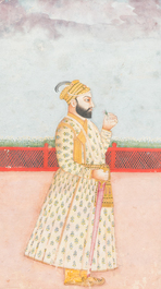 Ecole indienne, deux miniatures: 'Portrait du prince Murad Bakhsh' et 'Sc&egrave;ne d'une Ragamala', 18/19&egrave;me