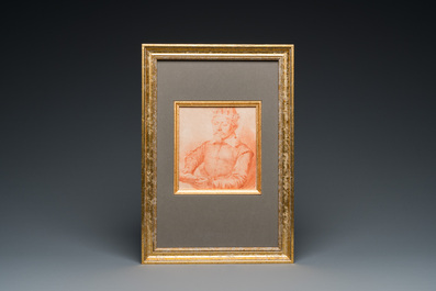 Cornelis Visscher II (1628-1658, attr. to): 'Portrait of a king', red chalk on paper