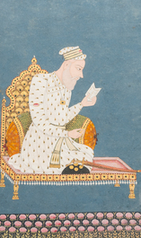 Two Indian school miniatures: 'Portrait of Shah Jahan II' and 'Portrait of prince Murad Bakhsh', 18/19th C.