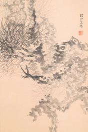 Hua Ao (Chine, 19&egrave;me): 'Branche de sapin', encre sur papier, 2&egrave;me moiti&eacute; du 19&egrave;me