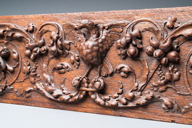 Eight finely carved wooden panels with grotesques, Southern Netherlands, 17th C.