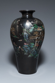 Tr&egrave;s grand vase sur socle en laque de Fuzhou ou Foochow, Chine, vers 1950