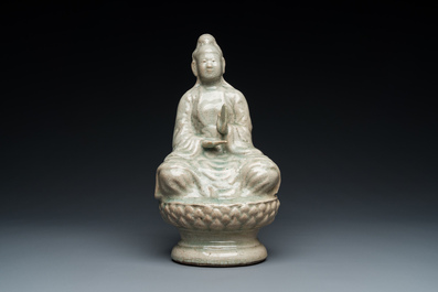 A celadon-glazed figure of Quan Am, North-Vietnam, 17/18th C.