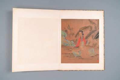 Navolger van Fei Danxu 費丹旭 (1801-1850): Album met acht schilderingen op zijde, gedateerd 1866