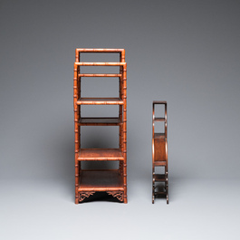 Two small Chinese wooden display stands, 19/20th C.