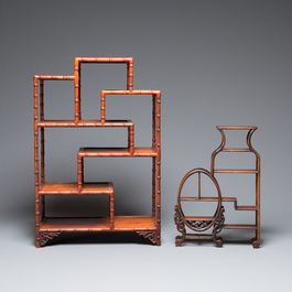 Two small Chinese wooden display stands, 19/20th C.