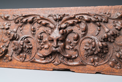 Eight finely carved wooden panels with grotesques, Southern Netherlands, 17th C.