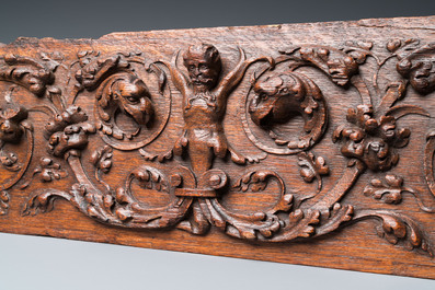 Eight finely carved wooden panels with grotesques, Southern Netherlands, 17th C.