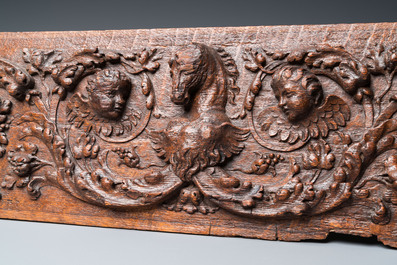 Eight finely carved wooden panels with grotesques, Southern Netherlands, 17th C.