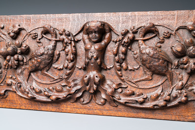 Eight finely carved wooden panels with grotesques, Southern Netherlands, 17th C.