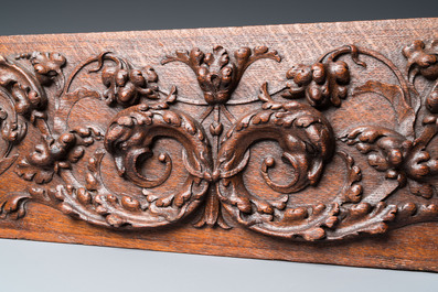 Eight finely carved wooden panels with grotesques, Southern Netherlands, 17th C.