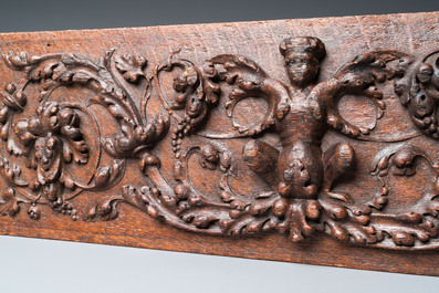 Eight finely carved wooden panels with grotesques, Southern Netherlands, 17th C.