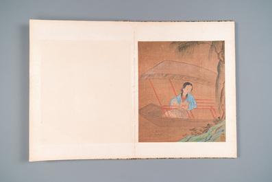 Suiveur de Fei Danxu 費丹旭 (1801-1850): Album contenant huit peintures sur soie, dat&eacute; 1866
