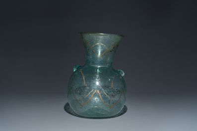 A painted glass mosque lamp, probably Syria, 19th C.