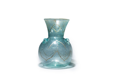 A painted glass mosque lamp, probably Syria, 19th C.