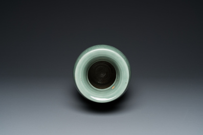 A Chinese celadon-glazed 'peony scroll' vase, Qianlong