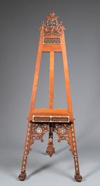 A large Islamic bone-inlaid wooden painter's easel, probably Egypt, 19th C.