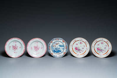 14 Chinese famille rose dishes and plates, Qianlong and later