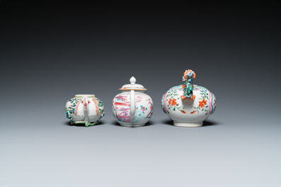 Three Chinese famille rose teapots, Yongzheng/Qianlong