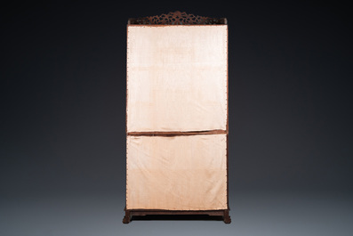 A Chinese reticulated hardwood display cabinet, 19th C.