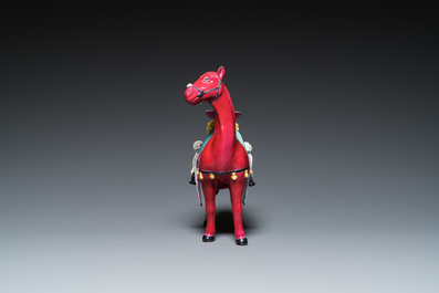 A Chinese ruby-ground model of a horse, 19/20th C.