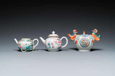 Three Chinese famille rose teapots, Yongzheng/Qianlong