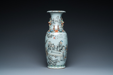 A Chinese qianjiang cai vase, signed He Minggu 何明谷, dated 1934