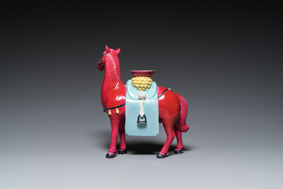 A Chinese ruby-ground model of a horse, 19/20th C.