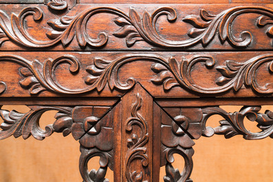 A Chinese reticulated hardwood display cabinet, 19th C.