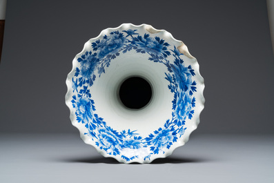 An exceptionally large Japanese blue and white Arita 'tigers' vase, Meiji, 19th C.