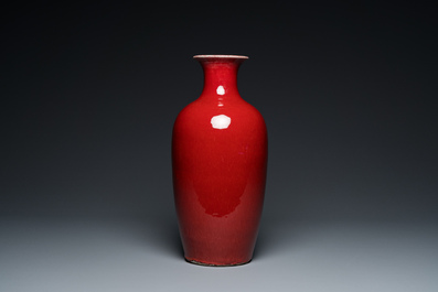 A Chinese monochrome sang-de-boeuf-glazed vase, 19th C.