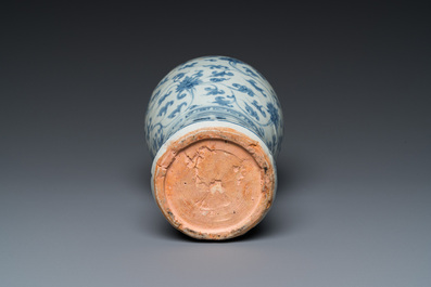 A Chinese blue and white 'meiping' vase with lotus scrolls, Ming