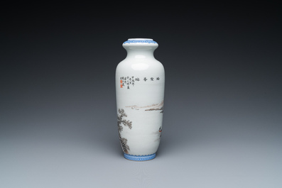 A Chinese 'snowy winter landscape' vase, signed and sealed He Xuren 何許人, dated 1934