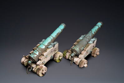 A pair of Italian bronze cannons, Venice, 17/18th C.