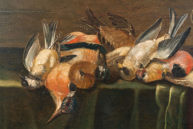 Follower of Alexander Adriaenssen (1587-1661): Still life with birds, oil on panel, 17th C.
