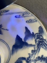 A Chinese silver-mounted blue and white 'Bleu de Hue' bowl and cover for the Vietnamese market, 19th C.