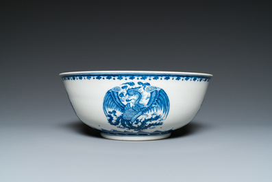 Four Chinese 'dragon' bowls, a dish and a famille rose plate, Yongzheng and later