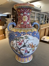 A Chinese famille rose 'playing boys' vase, Qianlong mark, Republic