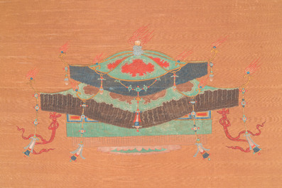 Chinese school: 'Genezende Boeddha' of 'Bhaishajyaguru', inkt en kleur op zijde, wellicht 19e eeuw