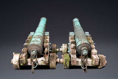 A pair of Italian bronze cannons, Venice, 17/18th C.